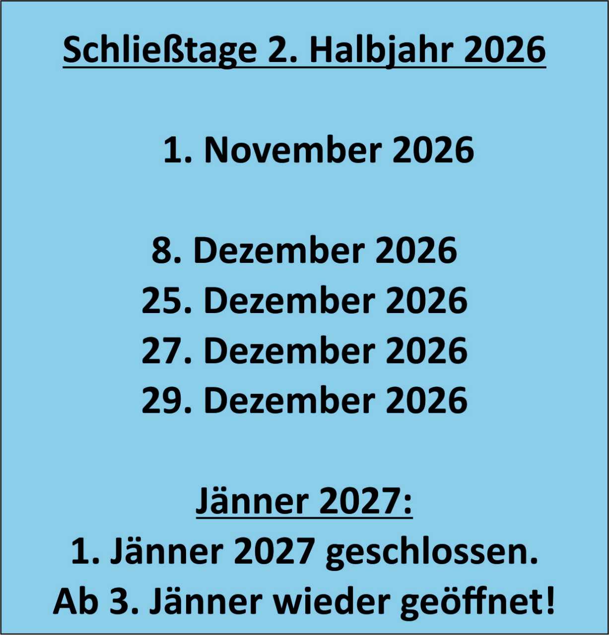 Schließtage